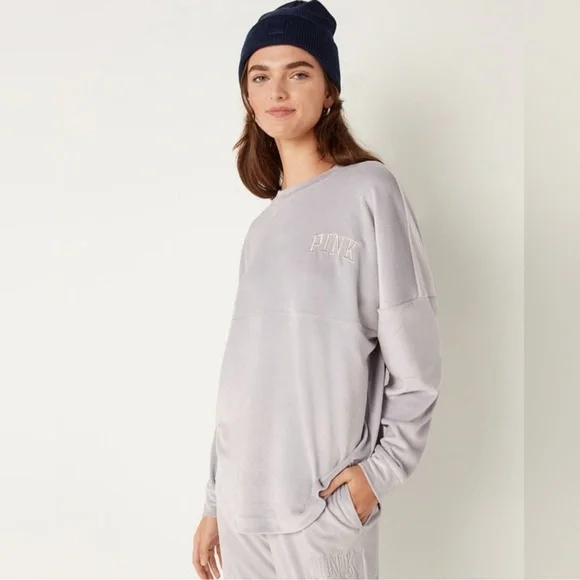 PINK Victoria's Secret Light Gray Sweatshirt - Picture 1 of 5